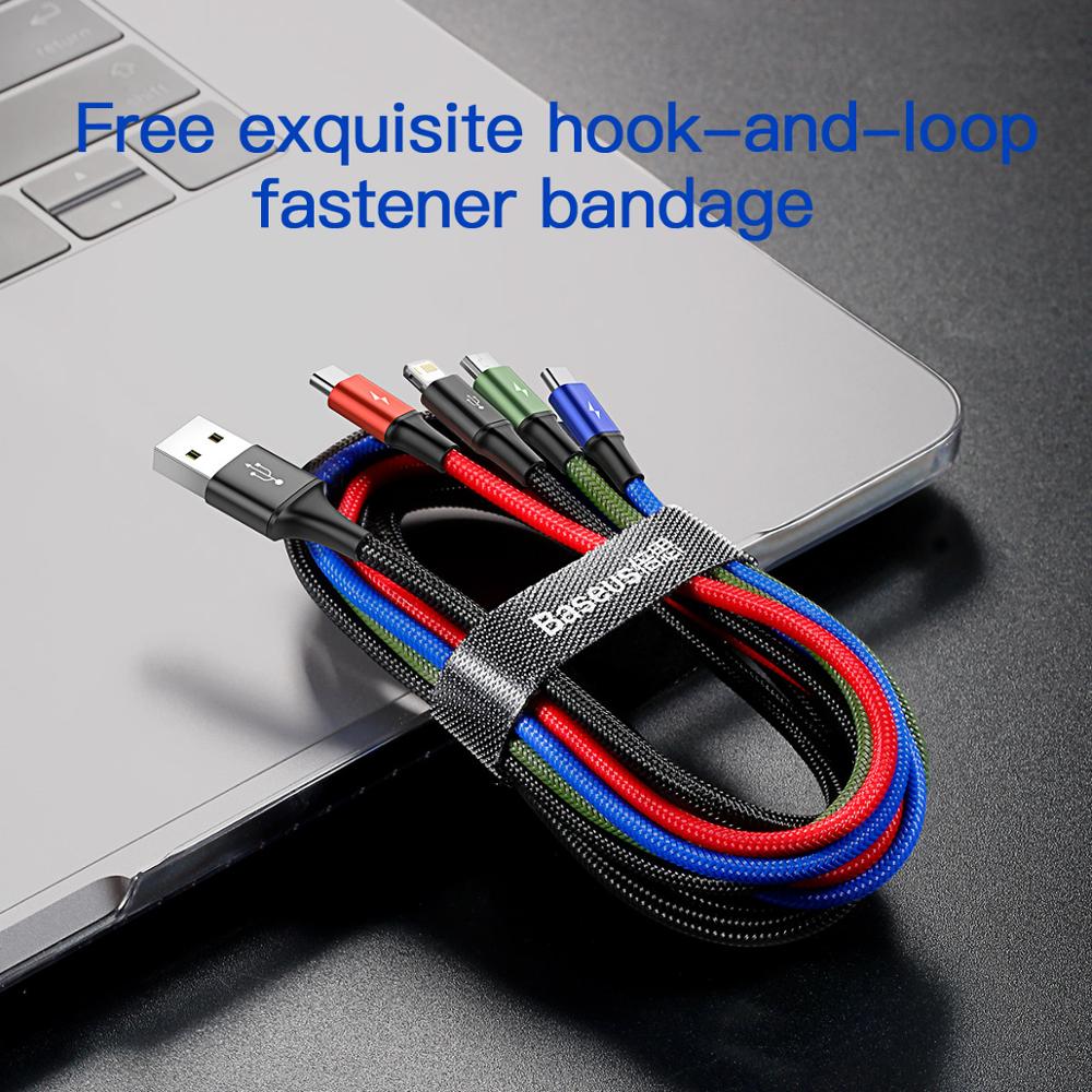 Baseus 3 in 1 USB Cable Type C Cable for Samsung Xiaomi Mi 4 in 1 Cable for iPhone 14 13 12 X 11 Pro Max Charger Micro USB Cable