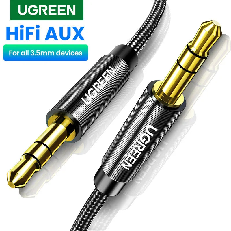 Ugreen Aux Cable Jack 3.5mm Audio Cable for iPhone 3.5 mm Male Cable Aux for Computer Headphone Xiaomi Laptop Car 3.5 Jack Cable