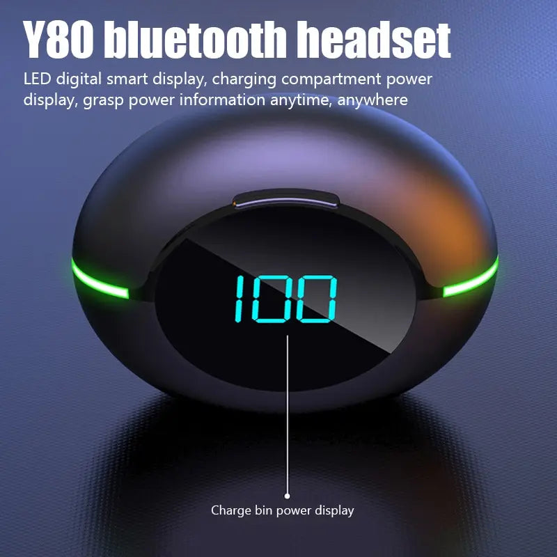 Y80 New Bluetooth Earphones Tws Wireless Sports Running Waterproof Noise Reduction Gaming Esports Mobile Digital Display
